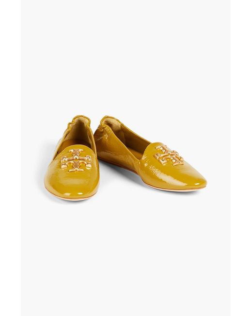 Tory Burch Yellow Embellished Leather Mules
