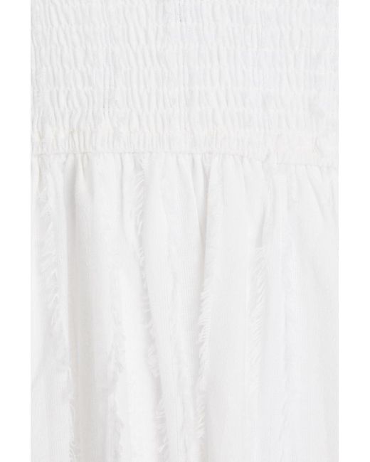 Tigerlily White Okimi Loulou Shirred Cotton And Linen-blend Mini Dress