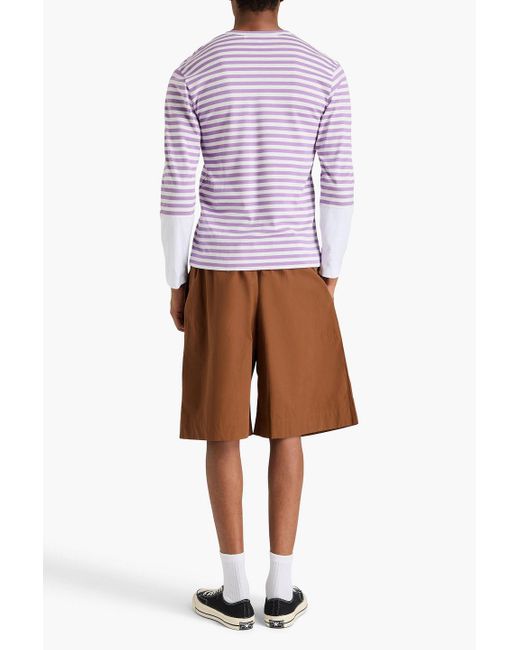Comme des Garçons Purple Appliquéd Striped Cotton-jersey T-shirt for men