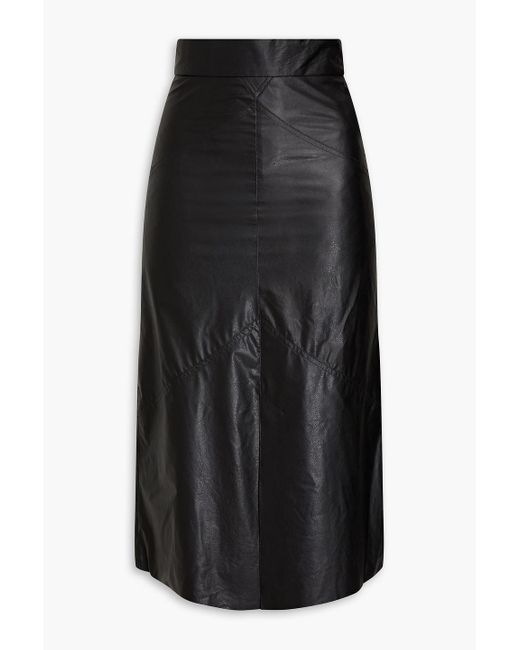 Isabel Marant Black Domi Modal-blend Faux Leather Midi Skirt