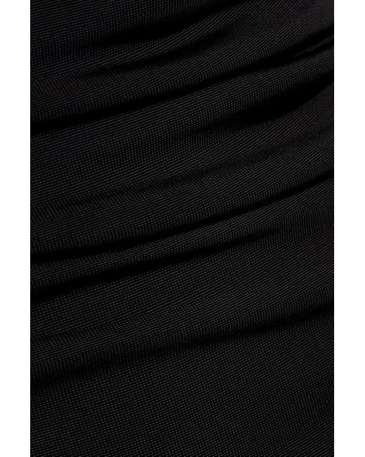 Louisa Ballou Black Strapless Stretch-mesh Midi Dress
