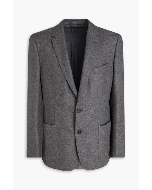 Dunhill Gray Cash Herringbone Cashmere And Silk-blend Blazer for men