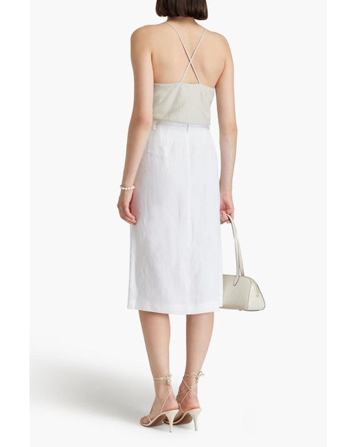 Theory White Linen-Blend Twill Camisole