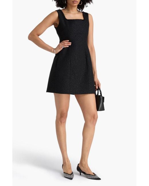 Maje Black Crystal-embellished Metallic Tweed Mini Dress
