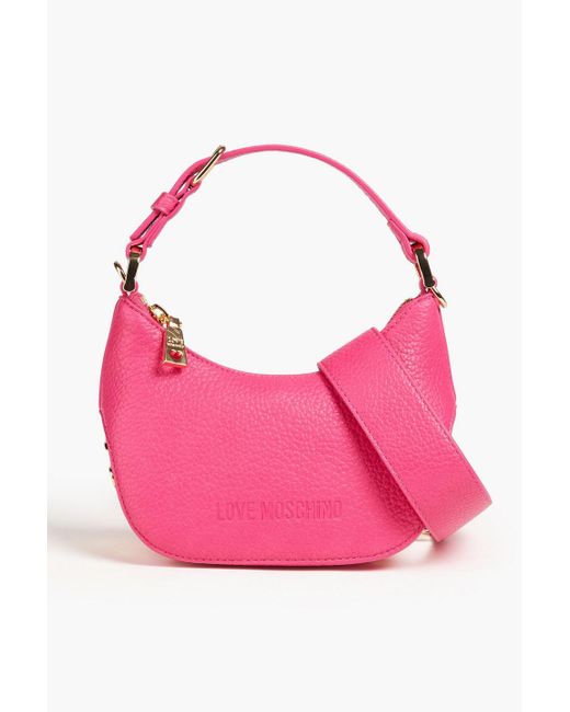 Love Moschino Pink Faux Textured Leather Shoulder Bag