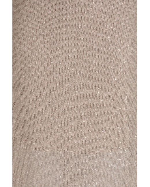 Brunello Cucinelli Natural Sequined Linen, Cashmere And Silk-Blend Midi Dress