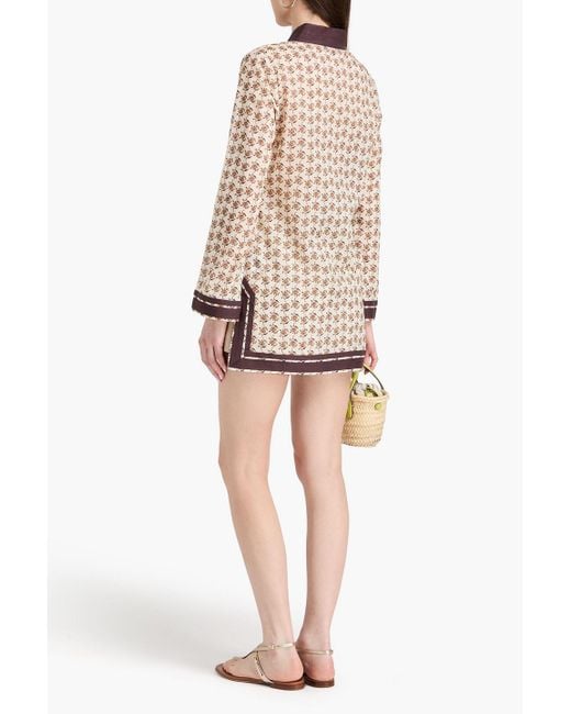 Tory Burch Natural Printed Cotton-voile Tunic