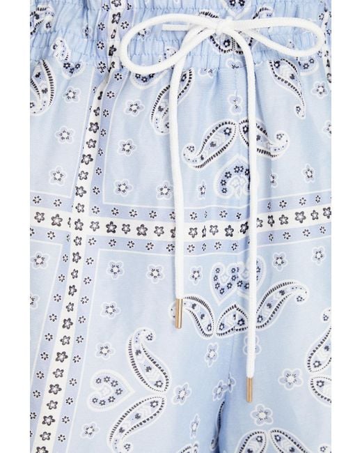 Sandro Blue Judy Paisley-print Linen-blend Shorts