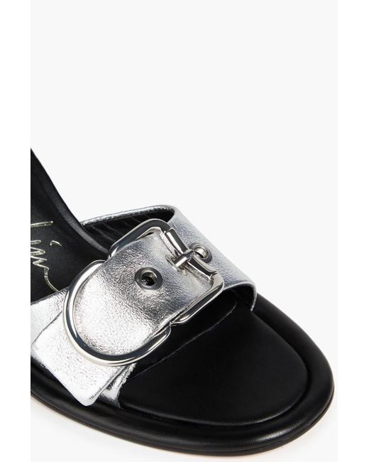 3.1 Phillip Lim White Naomi 70 Buckled Pebbled-leather Mules