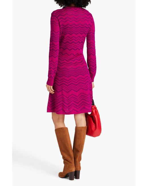 Missoni Pink Crochet-knit Wool-blend Dress