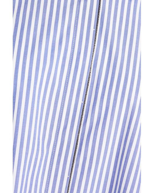 Brunello Cucinelli Blue Striped Stretch-cotton Poplin Shirt