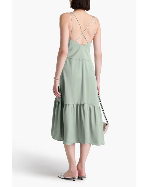 Claudie Pierlot Green Satin Midi Dress