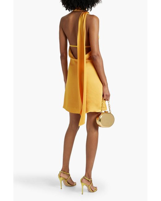 Jonathan Simkhai Yellow Jade Draped Satin-crepe Halterneck Midi Dress