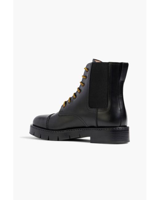 Ferragamo Black Rosco Leather Combat Boots
