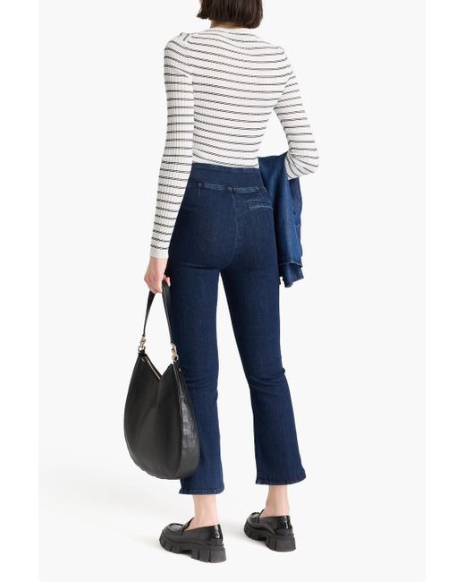 FRAME Blue Jetset Crop High-Rise Bootcut Jeans