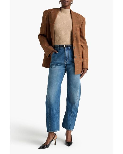 Victoria Beckham Blue Faded Mid-Rise Barrel-Leg Jeans
