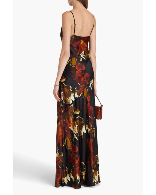 Nicholas White Draped Printed Silk-blend Satin Gown