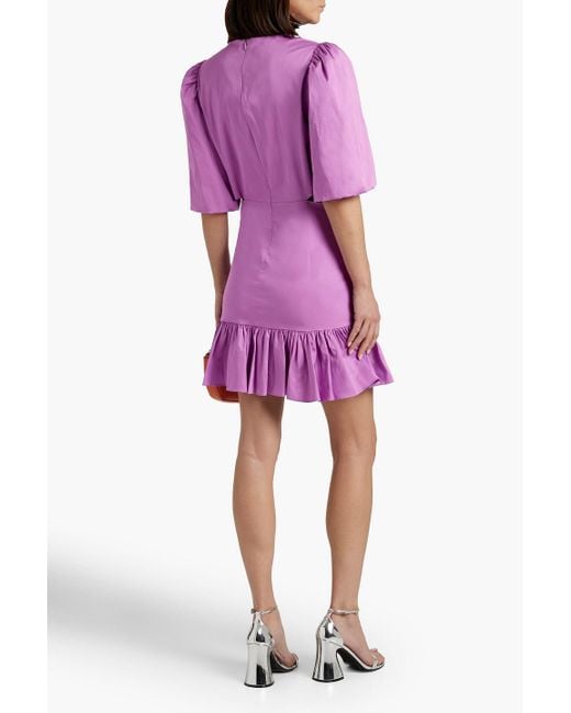 Veronica Beard Purple Iker Cutout Ruffled Cotton-blend Poplin Mini Dress