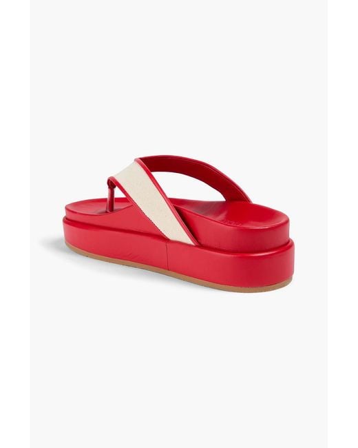 Ancient Greek Sandals Red Charys Leather-Trimmed Canvas Platform Sandals