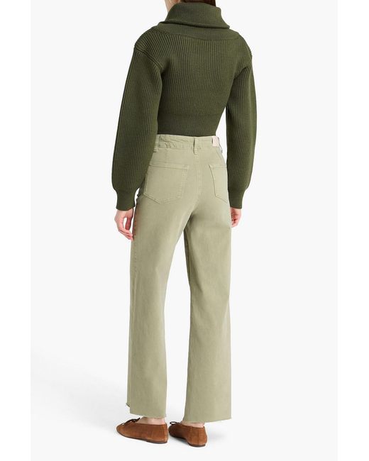PAIGE Green Anessa High-Rise Wide-Leg Jeans