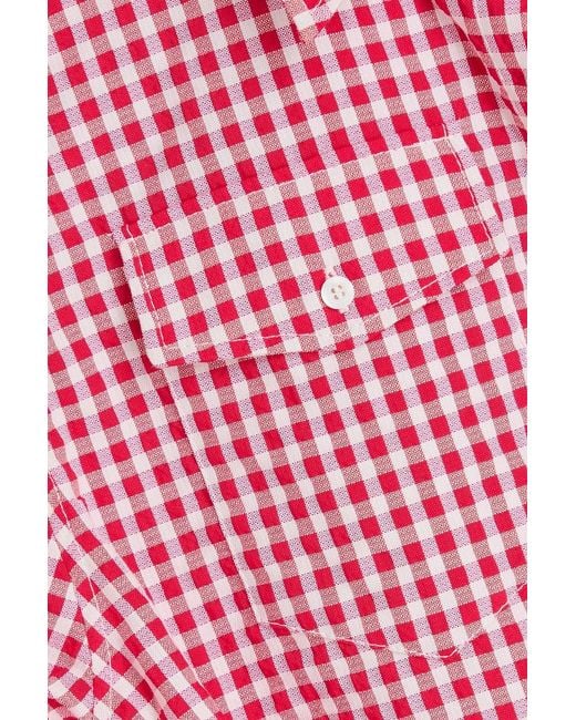Claudie Pierlot Pink Cropped Gingham Seersucker Shirt