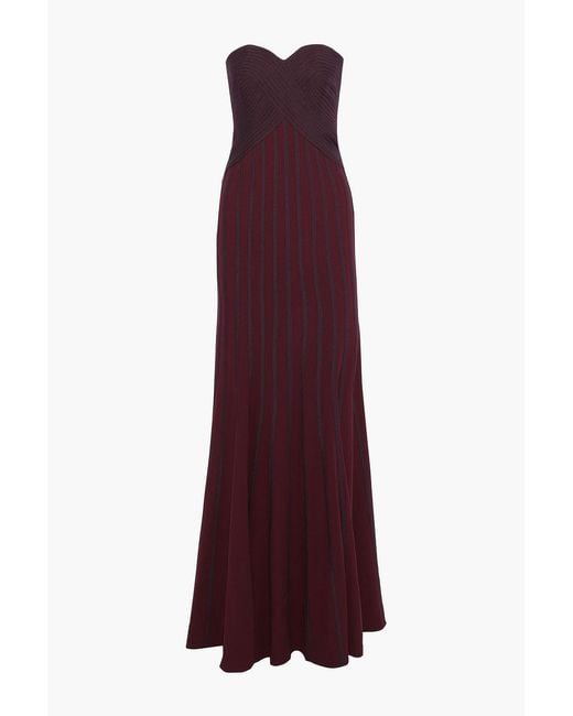 Halston Heritage Purple Strapless Flowy Gown W/ Satin Strips