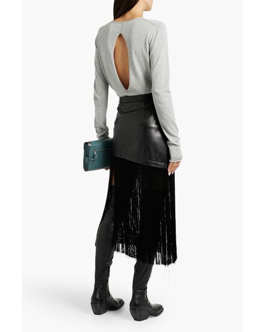 Proenza Schouler Gray Tina Cutout Cotton And Silk-Blend Sweater