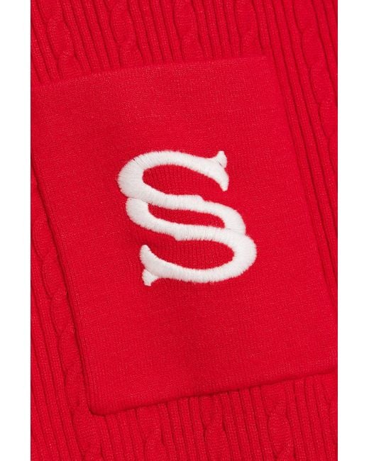Sandro Red Embroide Cable-knit Sweater