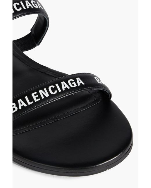 Balenciaga Black Logo-print Leather Sandals