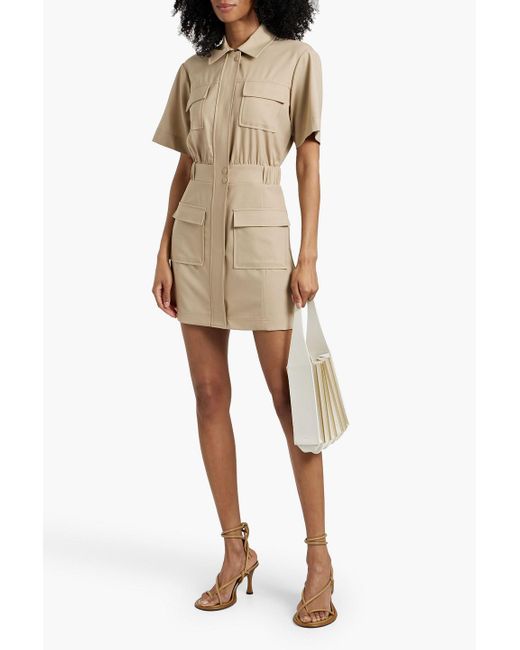 Jonathan Simkhai Natural Crissy Wool-Blend Twill Mini Shirt Dress