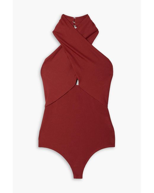 Alix Red Oliver Stretch-jersey Halterneck Thong Bodysuit