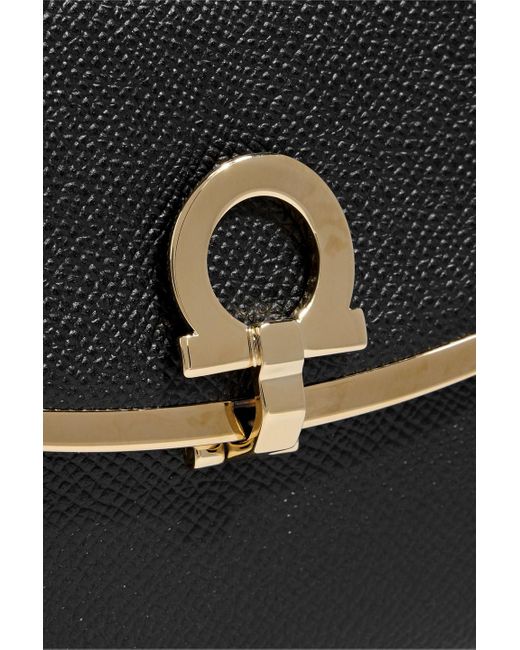 Ferragamo Black Gancini Pebbled-Leather Wallet