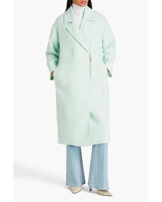 Aje. Green Aurore Metallic Bouclé-tweed Coat