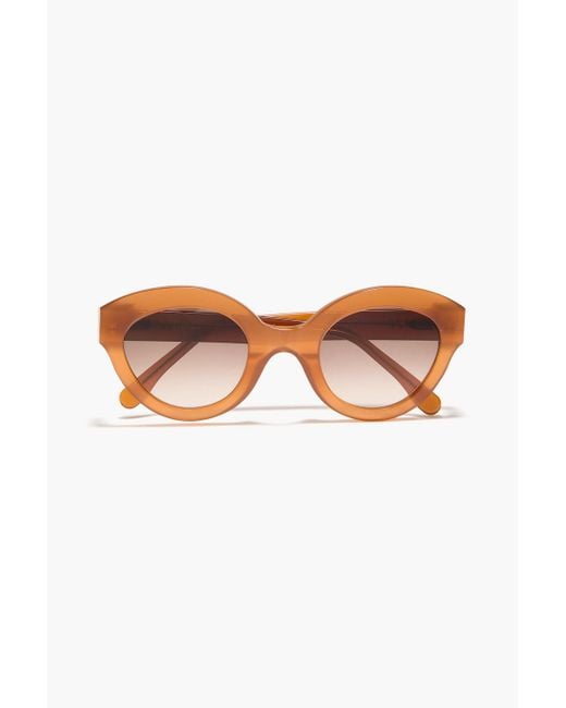 Ganni White Hexagon-Frame Tortoishell-Print Acetate Sunglasses