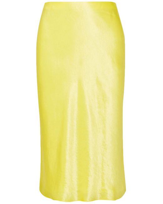 Vince Hammered-satin Skirt Yellow