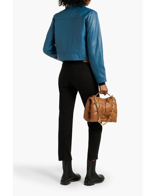 Muubaa Blue Leather Jacket