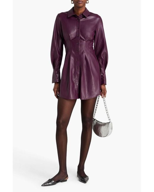 Jonathan Simkhai Purple Pleated Mini Shirt Dress