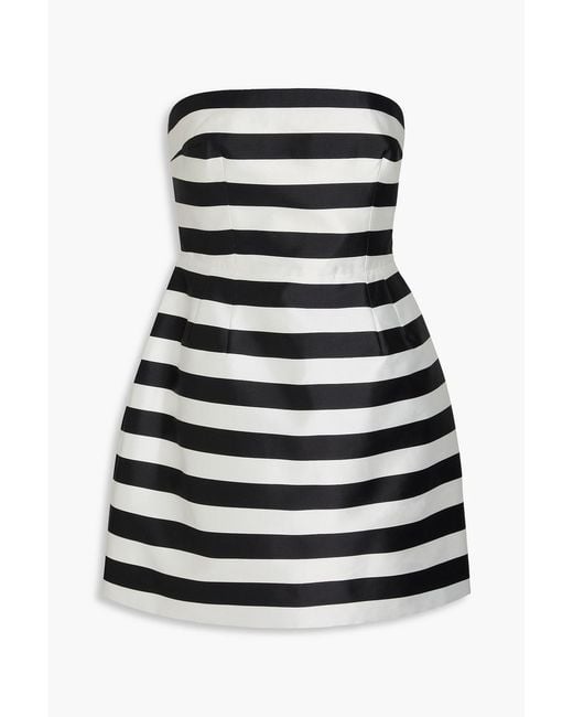 Rebecca Vallance Black Irene Strapless Striped Twill Mini Dress