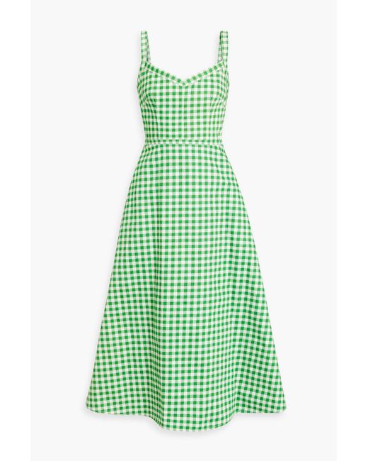 Emilia Wickstead Green Elvita Gingham Cotton-twill Midi Dress