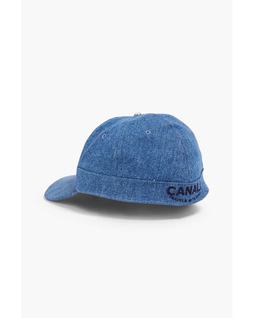 Canali Blue Embroidered Denim Baseball Cap for men