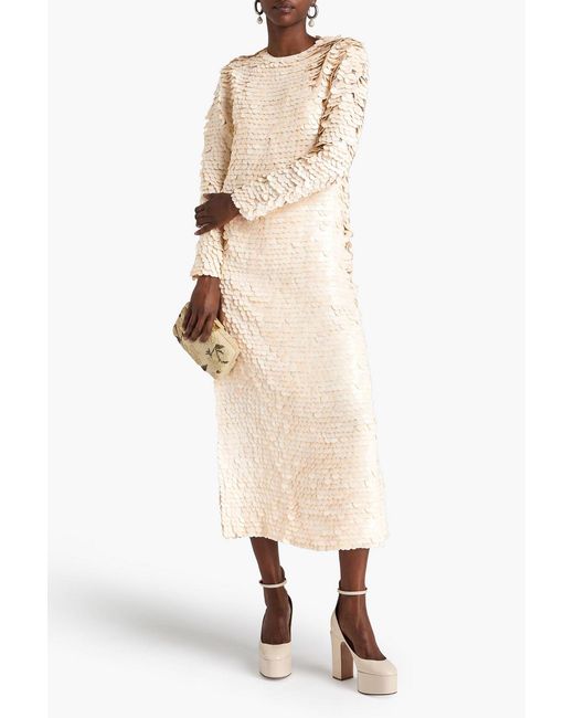 Zimmermann Natural Sequined Silk-Organza Midi Dress