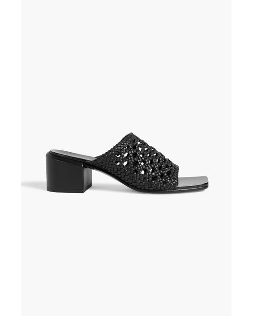 Jonathan Simkhai Black Elia Woven Leather Mules