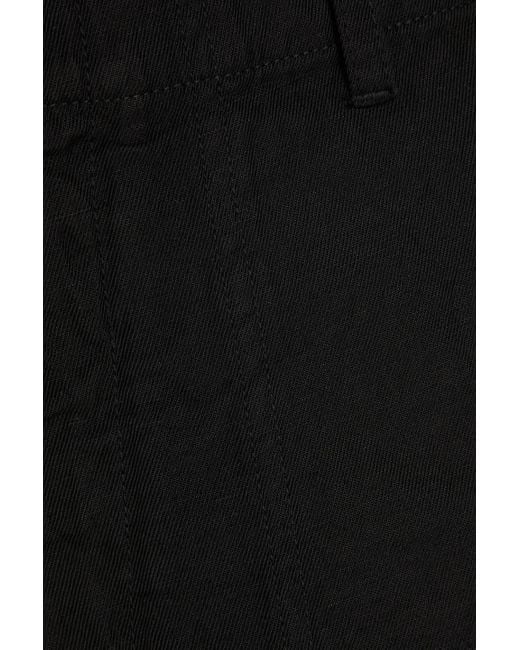 Nili Lotan Black Luna Cropped Cotton And Linen-blend Twill Straight-leg Pants