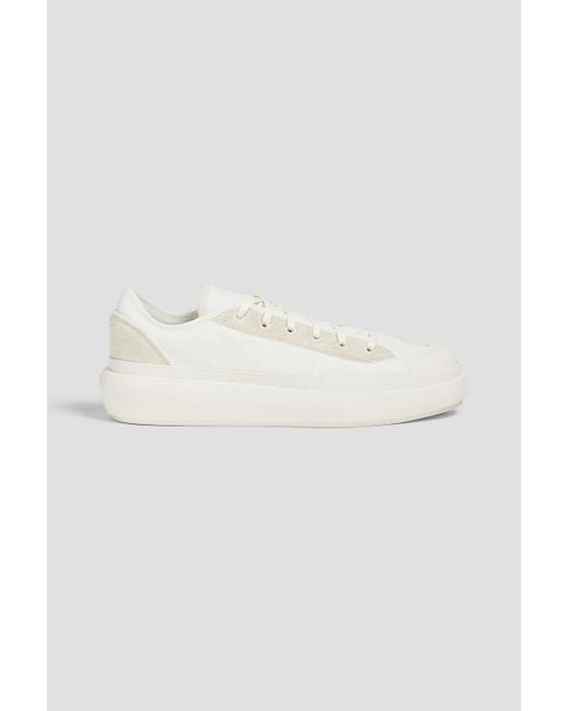 Y-3 White Ajatu Court Low Suede-trimmed Shell Sneakers for men