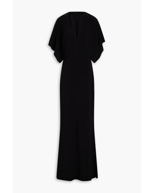 Norma Kamali Black Obie Gathered Stretch-Jersey Gown