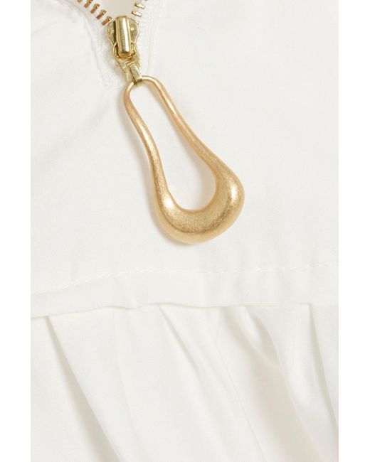 Aje. White Francois Tiered Cotton-poplin Mini Shirt Dress