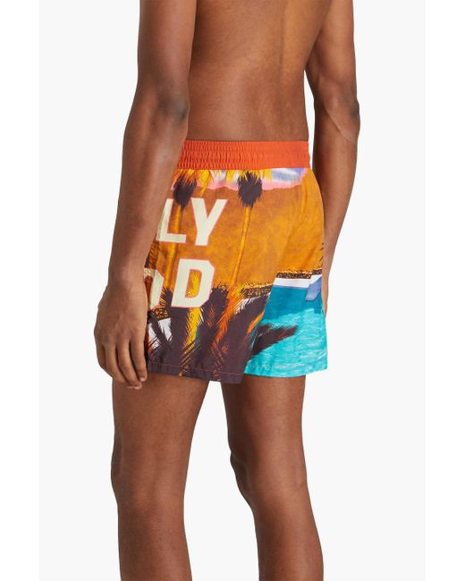 Etro Orange Short-length Printed Swim Shorts for men
