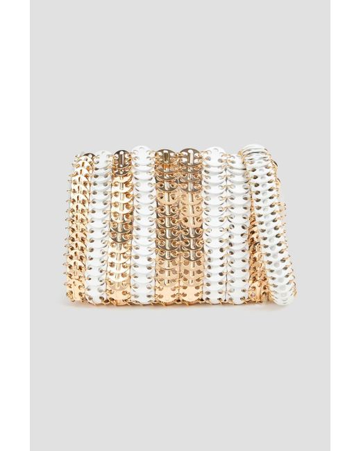 Rabanne Metallic Striped Chainmail And Leather Shoulder Bag