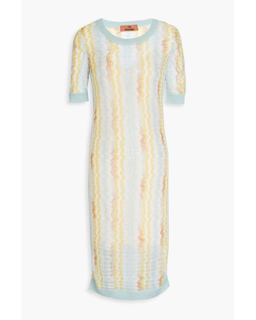 Missoni White Striped Crochet-knit Dress