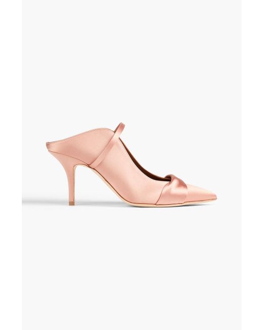 Malone Souliers Pink Maureen Twisted Satin Mules
